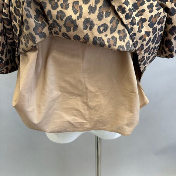 Abercrombie & Fitch Short-Sleeve Tie-Front Top Leopard Print Size Large NWT - Picture 9 of 16